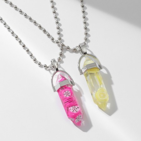 Kulons "Demetrons" pendulums, fruits, colored in silver, 40 cm-1