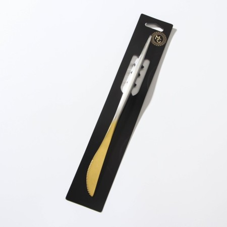Stainless steel knife Magistro "folk", length 22 cm, gold color, silver handle-4