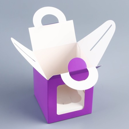 Box for 1 cup with a window, lilac, 9.2 x 9.2 x 11.1 cm-1