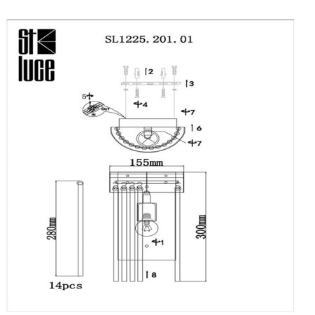 Sconces st. SL1225.201.01. Contatto. 1x60 watts, E27, 15.5x30 cm, golden color-9