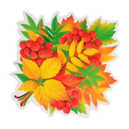Decoration on the adhesive tape "Autumn bouquet" leaves, mountain ash, 26x26 cm