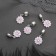 Suspension "Flower with enamel", white-pink color in silver