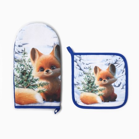 Set of kitchen. Ethel "Give Heat" mittens 15x28cm, 19x19cm segregation, 100%HL-1
