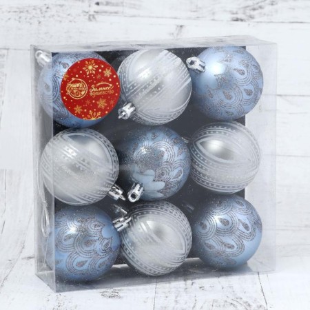 Set of balls plastic D-6 cm, 9 pcs "Mysterious pattern"-1