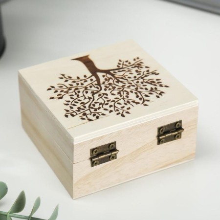 Casket Wood for painting "Tree" 10x10x5 cm-4