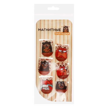 Magnetic bookmarks 6 pieces "Bear and Fox"-4
