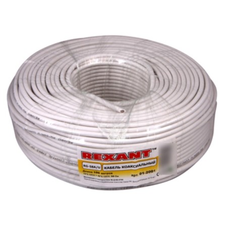 Bay COBACE COOXIAL RG-58 A/U, 50 Ohm, Cu/Al/Cu, 64%, 100m, Indoor, White Rexant-1
