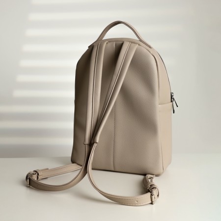 A backpack with a zipper, Textura, external pocket, light-beige color-5