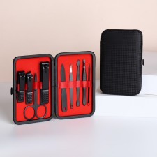 Manicure set, 9 items, in case, black color
