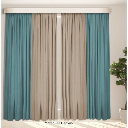 Set of curtains "Canvas", size 200x250 cm, 2 pcs, biruisic color, beige color-1