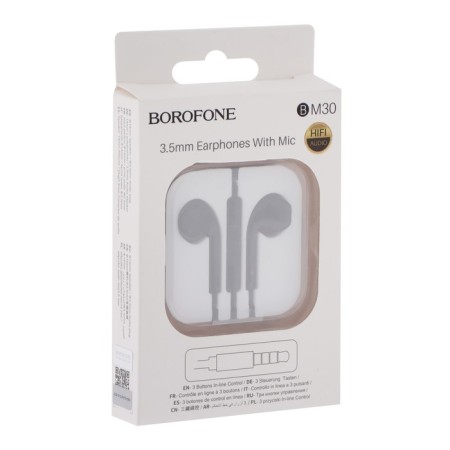 Headphones Borofone BM30, inserts, microphone, jack 3.5 mm, cable 1.2 m, black-3