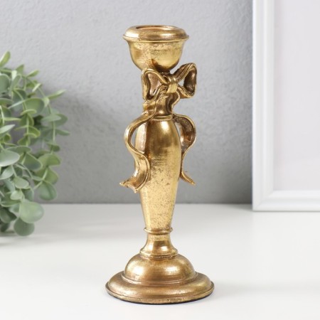 Polystone candlestick for 1 candle "Bant" gold 8.3x8.3x20.8 cm-1