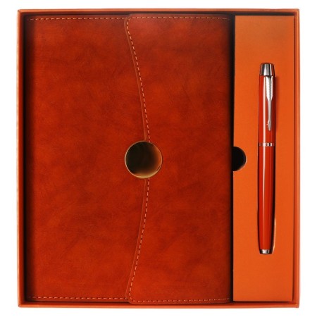 Organizer on the rings of A6+, 80 sheets, leatherette, with a valve, a line, with a handle, in a gift box, brown