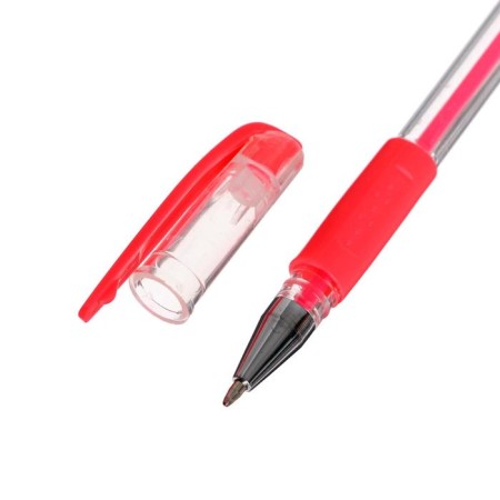 Set of gel pens, 6 colors, fluorescent, with rubber holders-4
