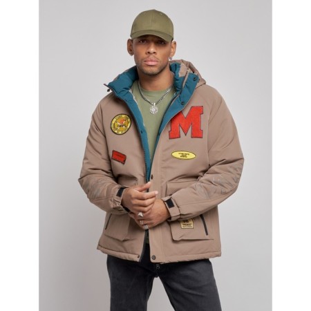 Winter male jacket, size 56, brown color-6