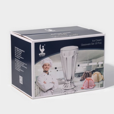 A set of glasses Ice Cream, glass, d = 8.5 cm, h = 18.2 cm, 376 ml, 6 pcs-4