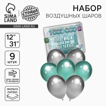 A set of balloons “for all your dreams”, latex, foil, 9 pcs.
