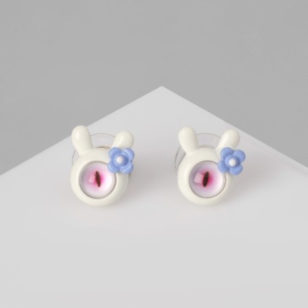 Earms with enamel "Montstrika" hares, white color