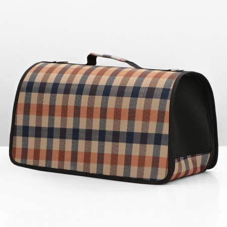Bag - carrying for animals with a curtain, size L, 53 x 22 x 29 cm, checkered-2