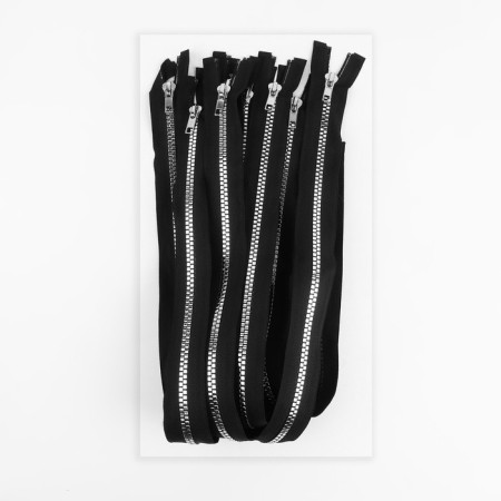 Lightning "Tractor", No. 5, connective, decorative link "Square", castle machine, 50 cm, black/silver color-2