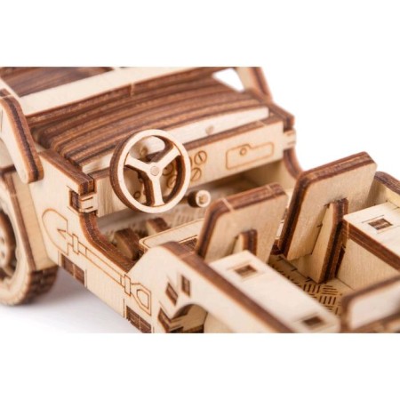 Mechanical 3D puzzle made of wood "Jeep"-3