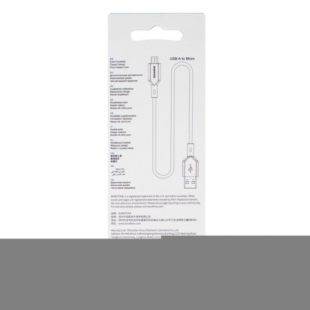 Cable Borofone BX70, MicroUSB - USB, 2.4 A, 1 m, white-4