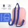 A backpack with a zipper, external pocket, pink color