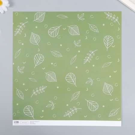 Scrapbooking paper "Green leaves" density 180 g 30.5x32 cm-1