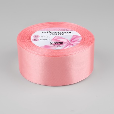 Satin tape, 40 mm × 23 ± 1 m, pink color # 04-2