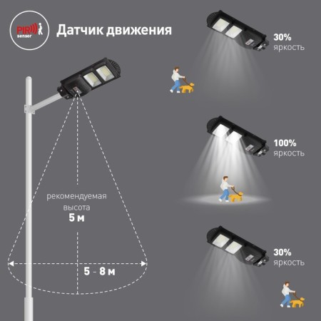 Console lamp era on a sunny battery with a motion sensor of theip65, 40w, 700lm, 5000k, black-12