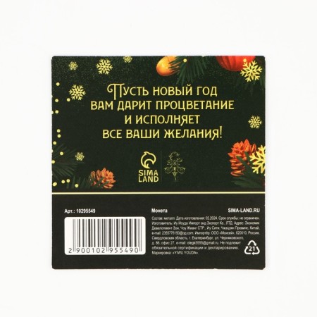 Coin New Year's amulet "New Year: Happy Year", Diam 2.5 cm-5