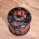 Jars with a wooden lid, batik 12x12x15 cm