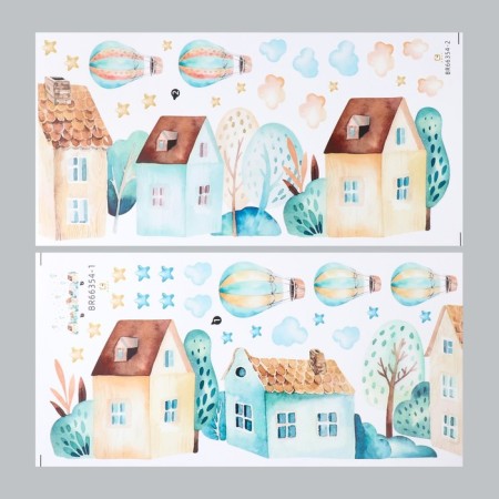 Sticker Plastic Interior Color "Balls above the city" set 2 sheets 30x60 cm-1