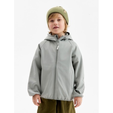 Demi -season windbreaker for Minaku boys from SoftShell on fleece, waterproof, gray, height 98 cm