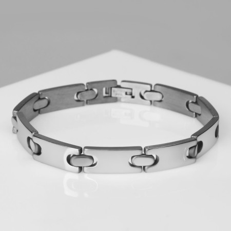 Bracelet male "Atlant" smooth, color silver, 21.7 cm