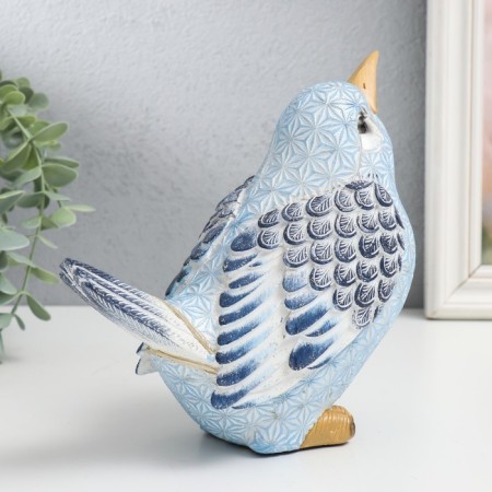 Polystone souvenir "Bird, blue snowflakes" 18.5x10x17 cm-3