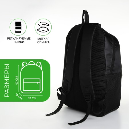 Youth backpack with a zipper, 4 pockets, black/green color-1