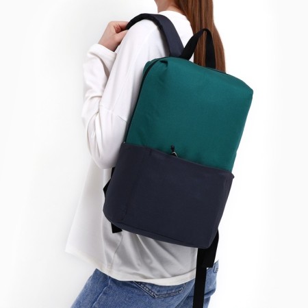 School textile school with pocket, gray/green color, 22x13x30 cm-6