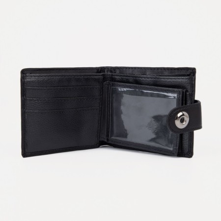 Male purse for magnet, department for bills, for maps, for coins, black color-3