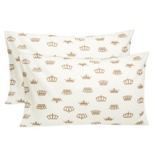 A set of pillowcases, size 40x60 cm, print, crown, white color - 2 pcs.