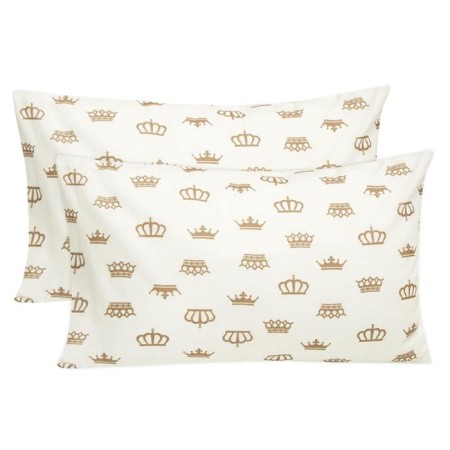A set of pillowcases, size 40x60 cm, print, crown, white color - 2 pcs.