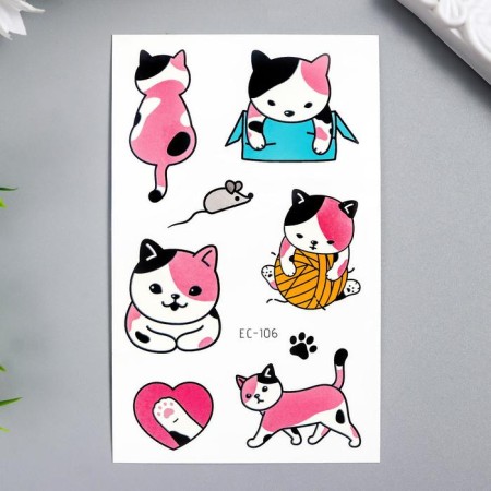 Tattoo on the body color "kittens" mix 12x7.5 cm-1