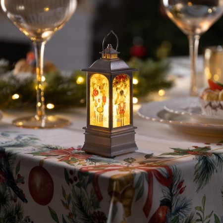 LED figure "Silver Lantern with a Nutcracker" 5 × 12 × 5 cm, plastic, batteries AG13x3, glow warm white