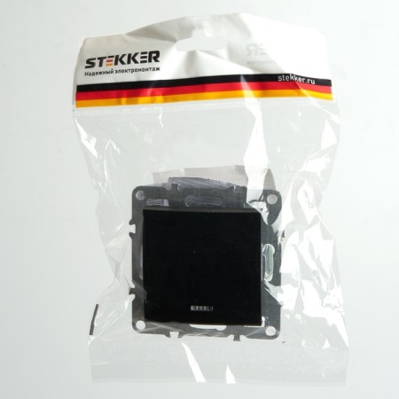 1-clavic switch with an indicator (mechanism), Stekker series Erna, PSW10-9101-03, black-5