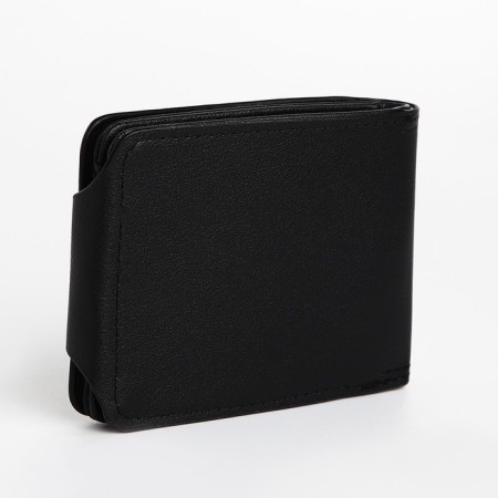 Male purse for magnet, department for bills, for maps, for coins, black color-1