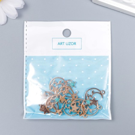Decor for creativity Metal, enamel "Month with an asterisk" Blue 2x1.5 cm-3