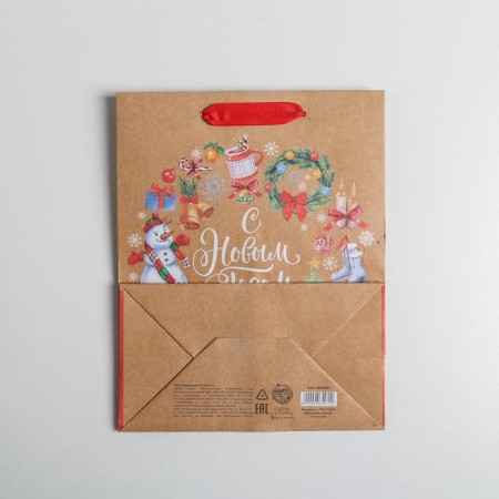 Craft vertical “Wreath” package, MS 18 x 23 x 10 cm, New Year-4
