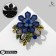 Brooch "Flower" with curls, the color is blue in ferrous metal