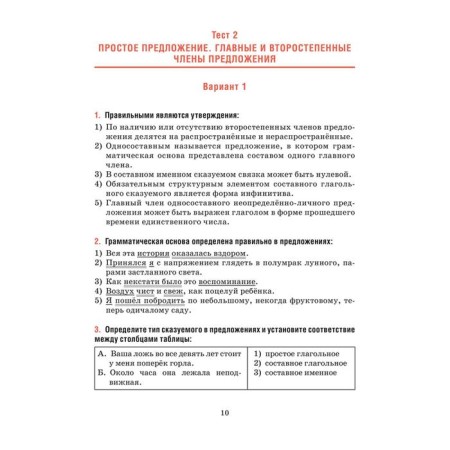Russian language. Tests for thematic and final control. Grade 11. Balush T.V.-10