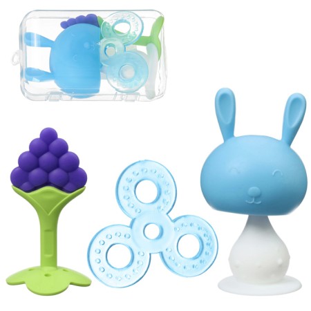 A set of silicone teeters "My Bunny", with a rattle, 3 pcs, in the case, Kroshka I
